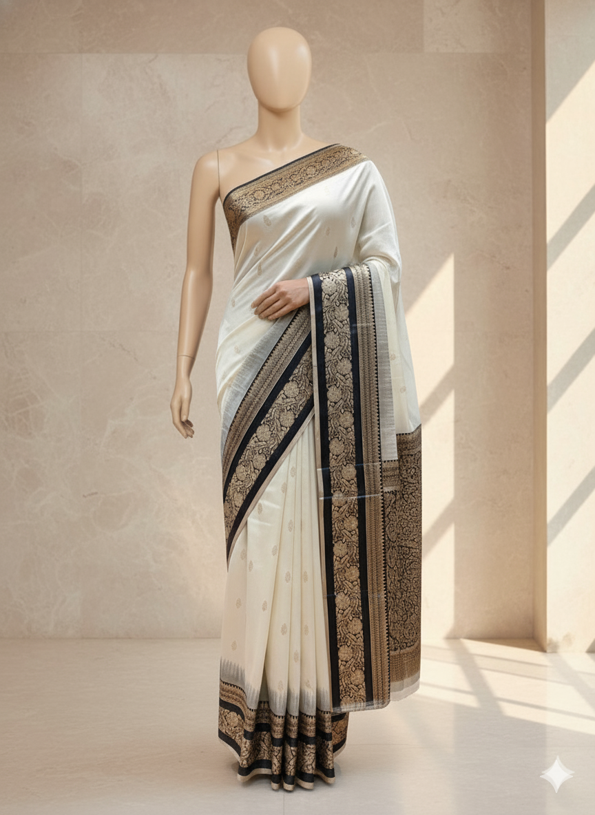 Triple Tone Pure Iccket Kanzivaram Silk (With Blouse Piece)