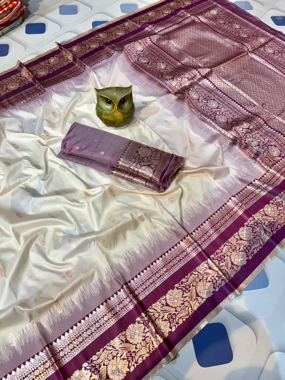 Triple Tone Pure Iccket Kanzivaram Silk (With Blouse Piece)