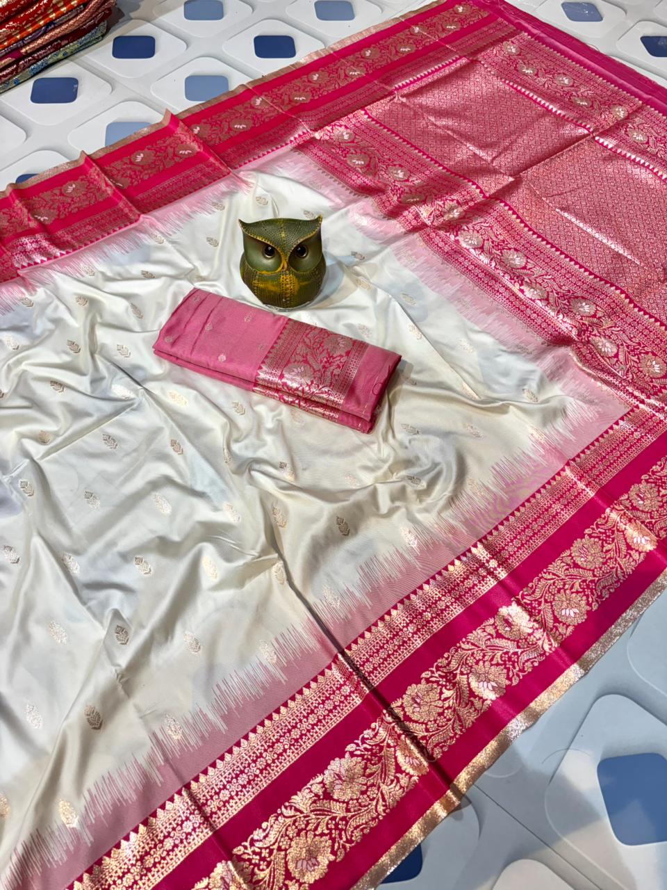 Triple Tone Pure Iccket Kanzivaram Silk (With Blouse Piece)