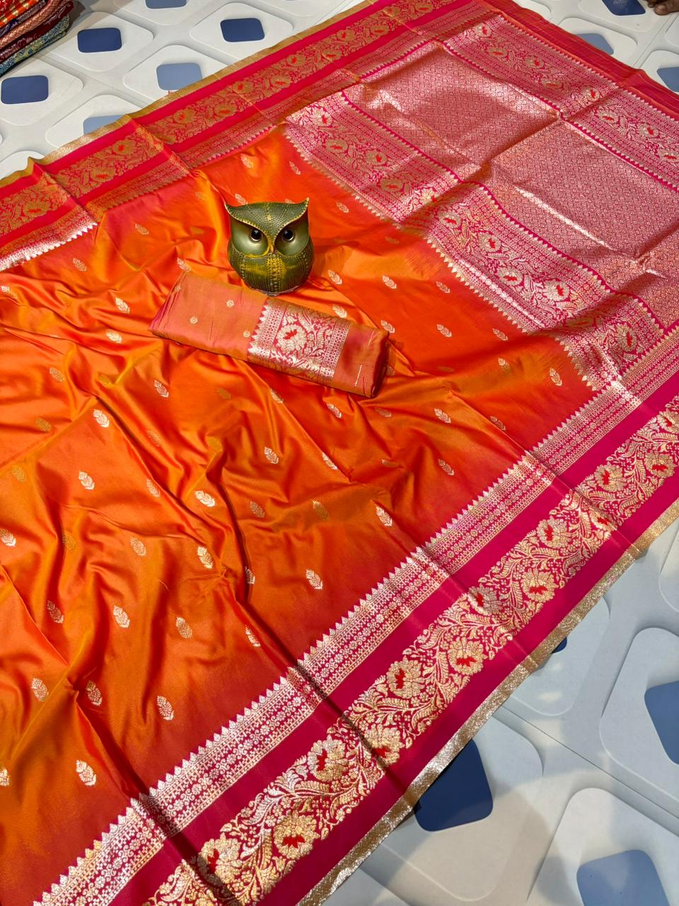 Triple Tone Pure Iccket Kanzivaram Silk (With Blouse Piece)