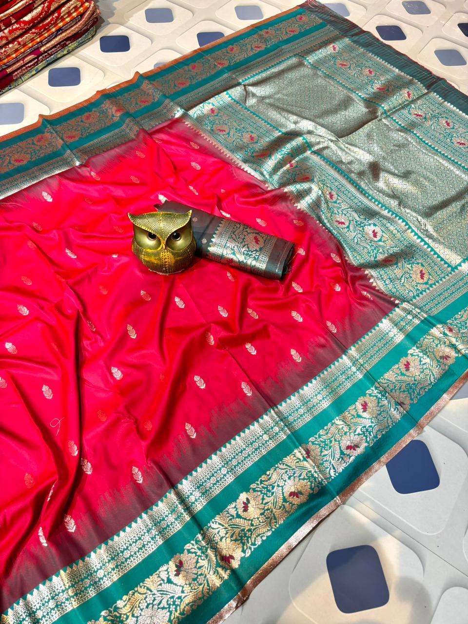 Triple Tone Pure Iccket Kanzivaram Silk (With Blouse Piece)